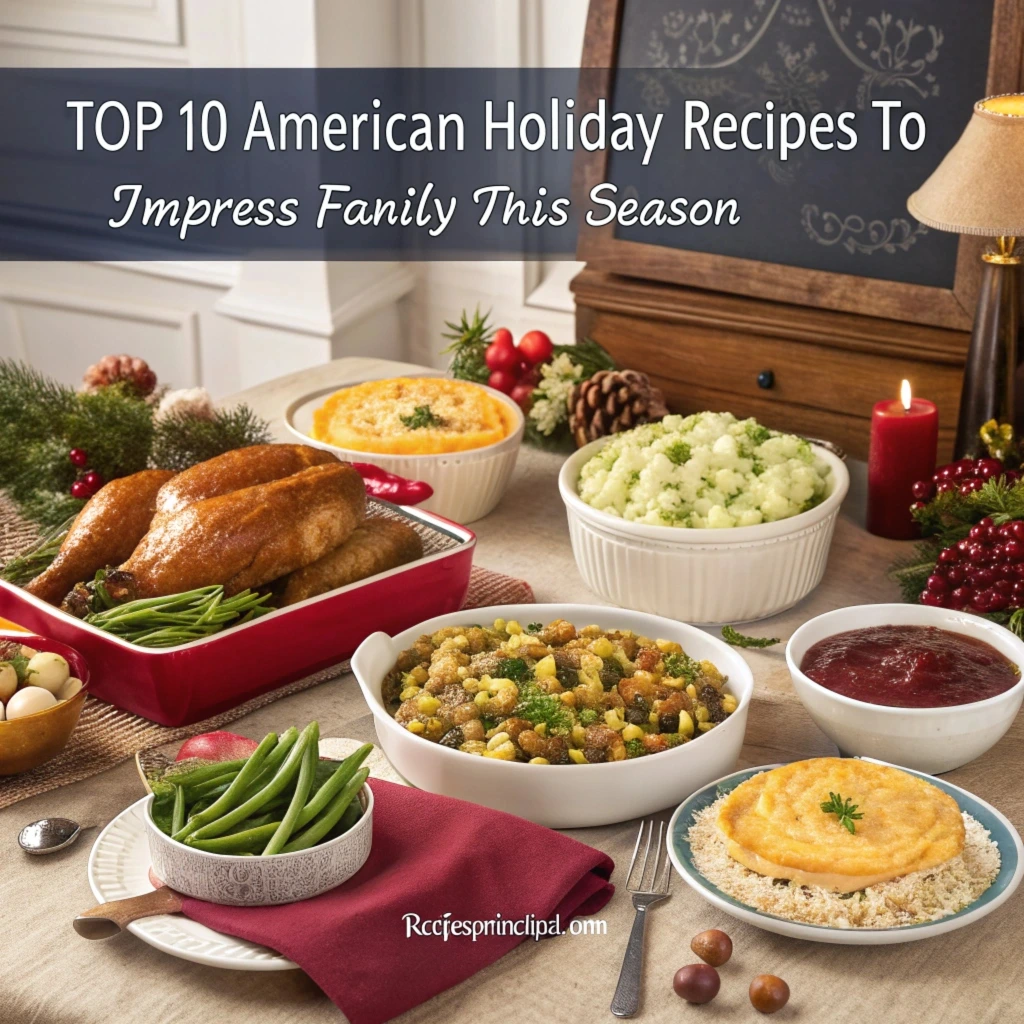 Top 10 festive American holiday recipes featuring delicious turkey, ham, pie, and more for family celebrations