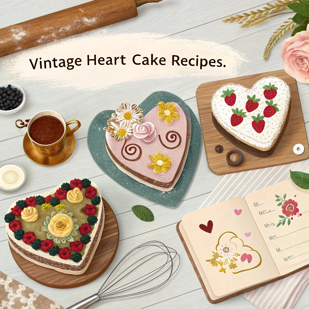 A personalized vintage heart cake with initials, a special date, and beautiful floral decorations.