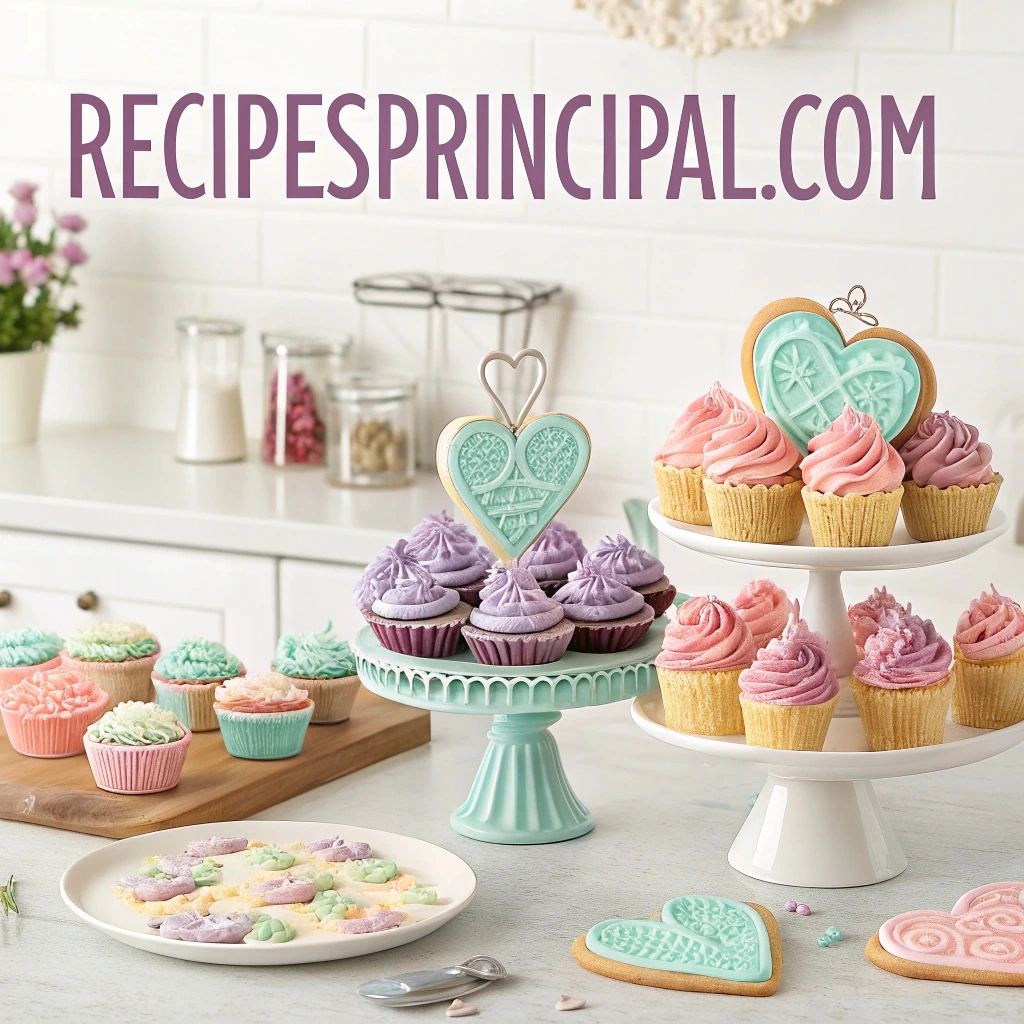 "Creative ideas for decorating with piped buttercream hearts, including cupcakes, tiered cakes, and themed desserts.