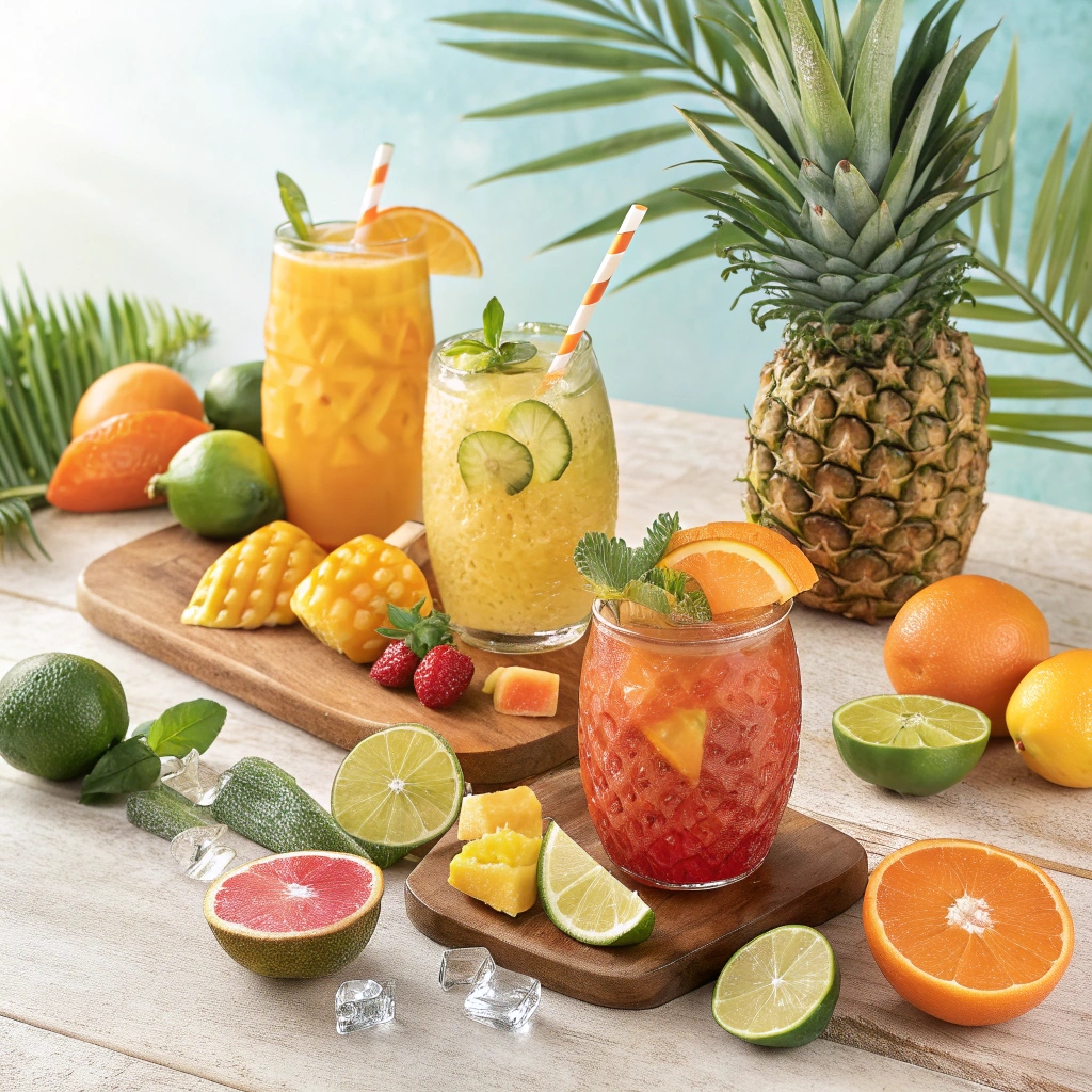 Bottles of original Tampico Fruit Juice showcasing tropical flavors, bringing the taste of the tropics to your glass.