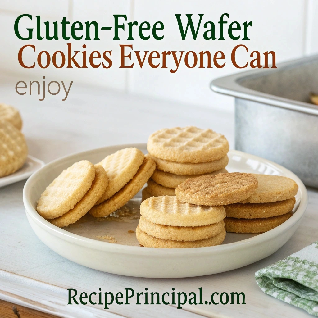 Plate of gluten-free wafer cookies with a crisp golden texture, showcasing their light layers and perfect crunch.