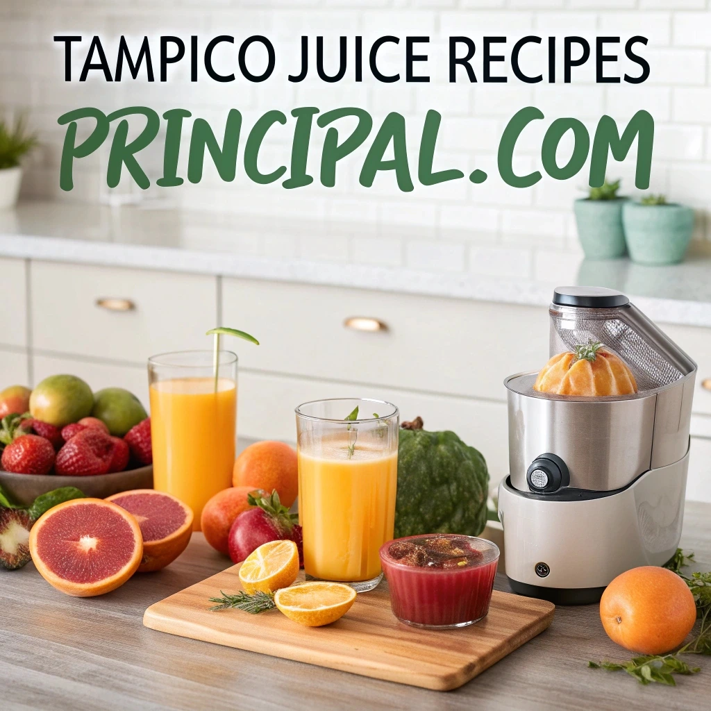 Homemade fruit juice created with Tampico Fruit Juice, featuring fresh ingredients and vibrant colors.