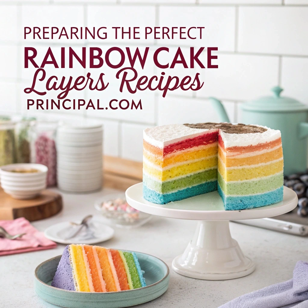 Preparing colorful rainbow cake layers for a unicorn cake