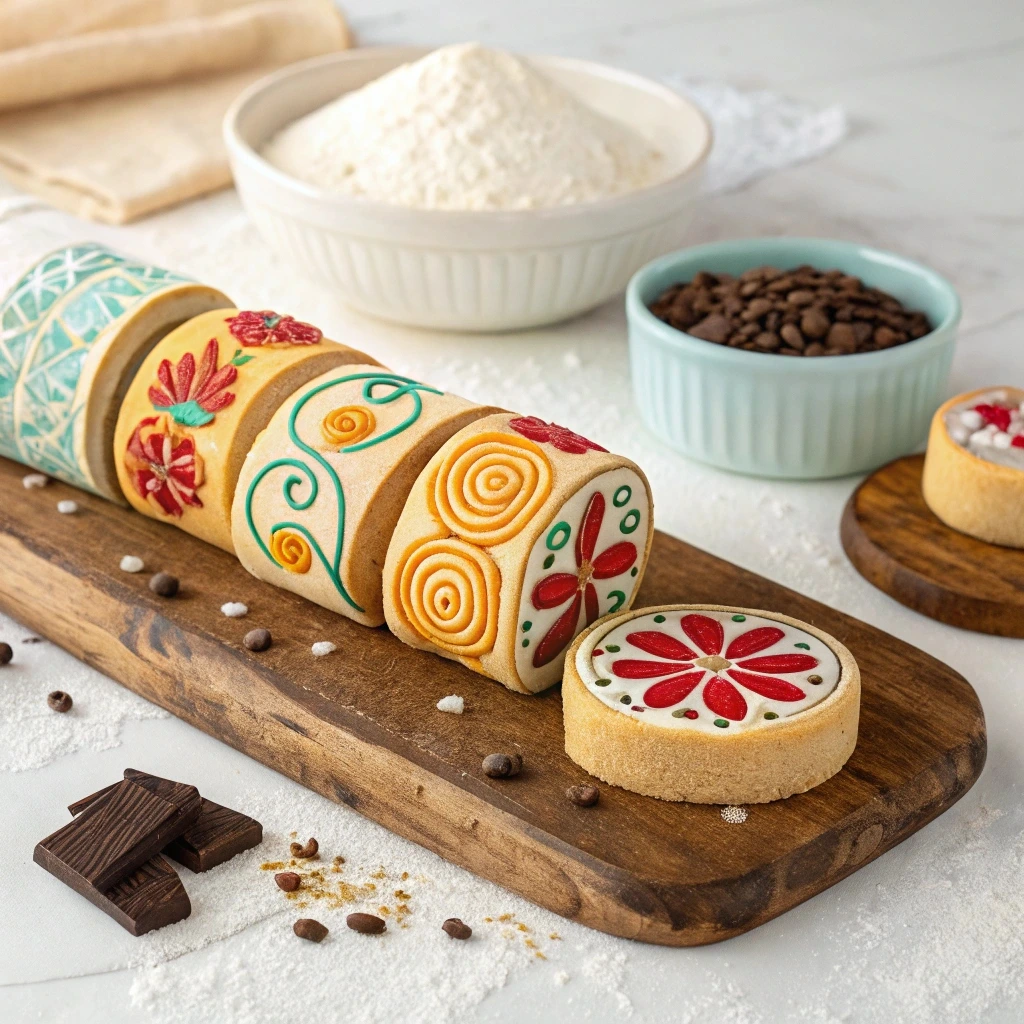 Beautifully decorated rolled sugar cookies, shaped with intricate cookie cutters and adorned with colorful icing.