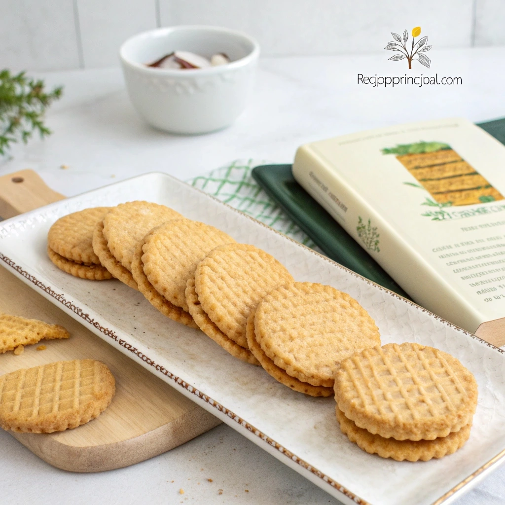 Plate of vegan wafer cookies with a crisp texture, drizzled with dairy-free chocolate, showcasing their plant-based ingredients and light, crunchy layers.