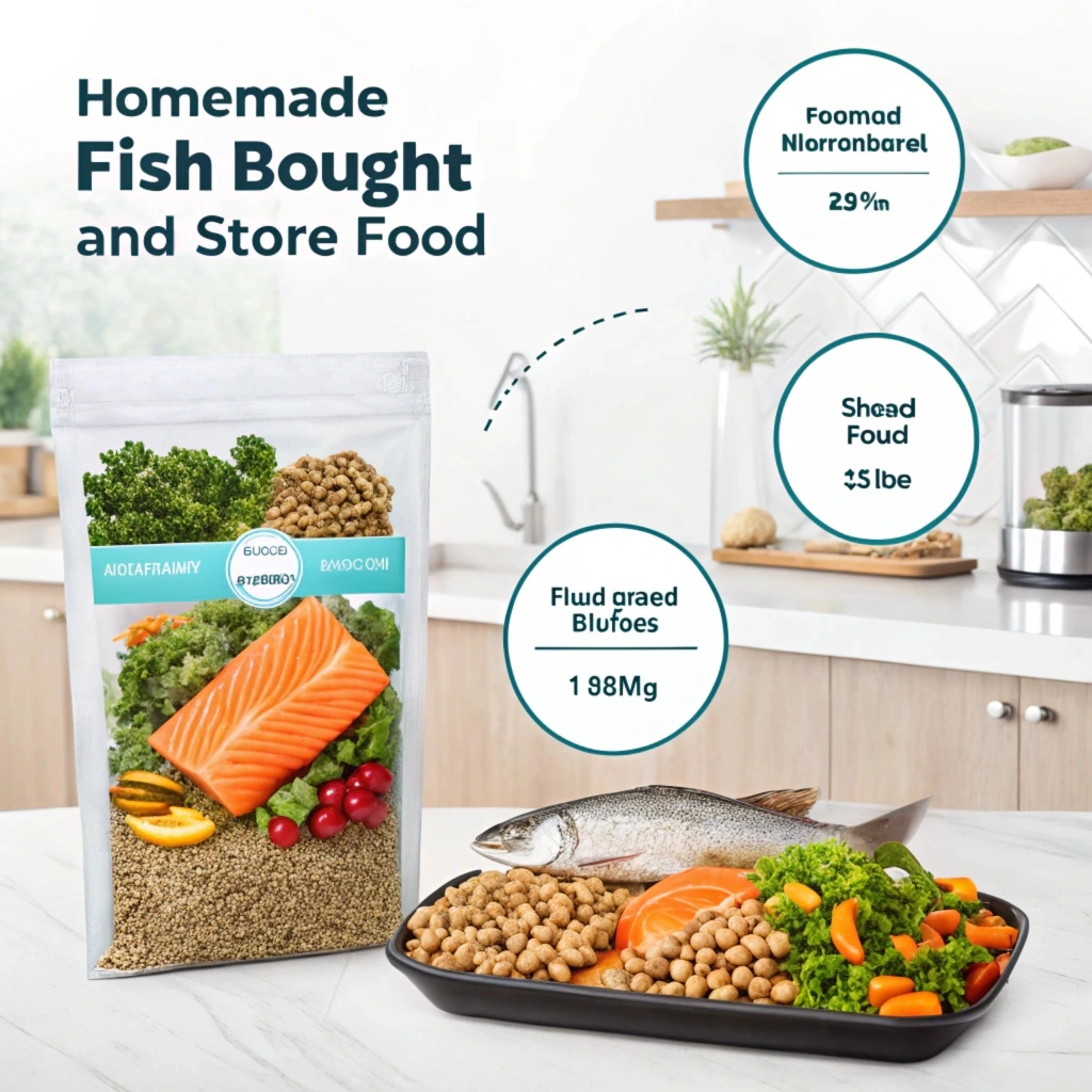 The benefits of choosing homemade fish food over commercial options, focusing on cost savings and healthier ingredients.