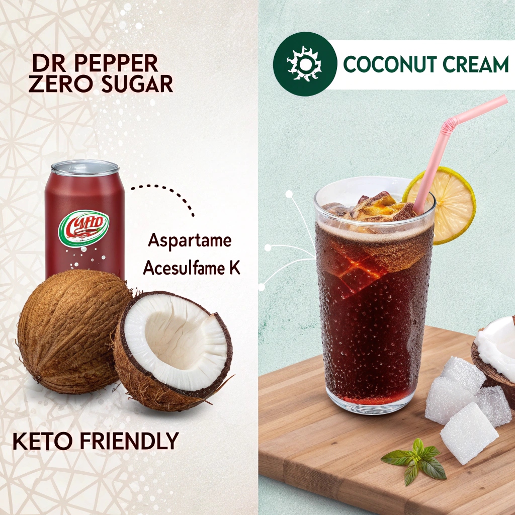 Close-up of Dr Pepper Zero Sugar ingredients and sweeteners, highlighting the key components.