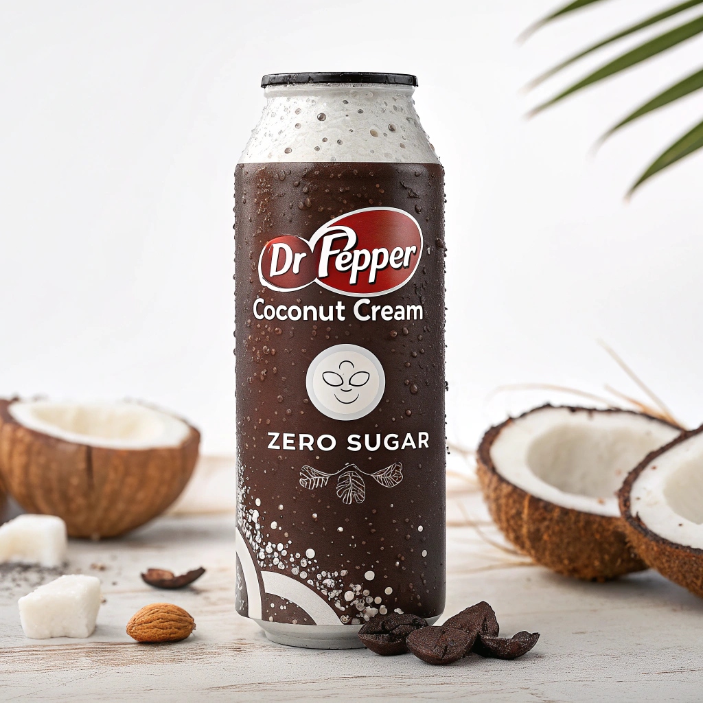 Comparison of Dr Pepper Zero Sugar and Coconut Cream Flavor bottles, highlighting the two unique drinks side by side.